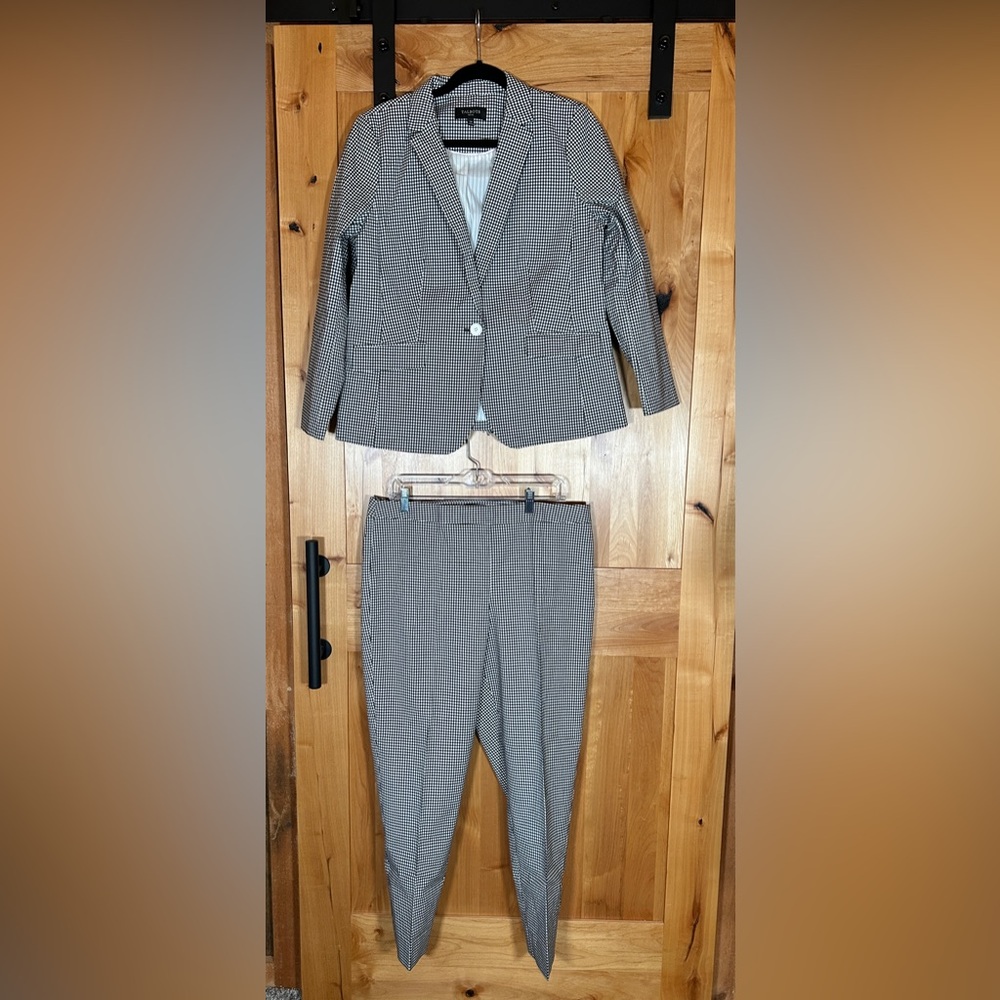 Talbots Black and White Checkered Pant Suit